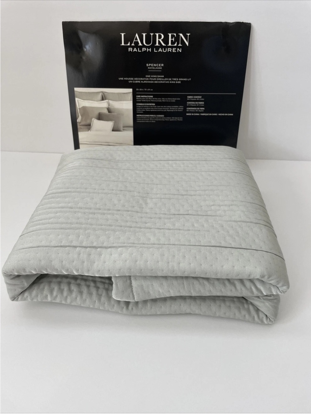 Lauren Ralph Lauren King Sham Sage Spencer Matelasse Textured NEW - Picture 2 of 7